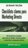 CHECKLISTS CLAVES PARA MARKETING DIRECTO 99 CHECKLISTS PROBADAS PARA AHORRAR TIEMPO, RECORTAR GASTO
