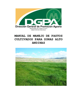 MANEJO DEL ESTABLECIMIENTO DE PASTURAS PARA ZONAS ALTOANDINAS DEL PERU